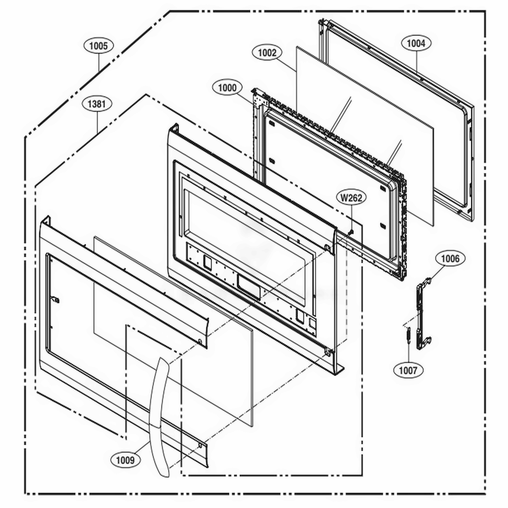Door Parts Diagram and Parts List for LMV2031SS CFSELGA LG Range