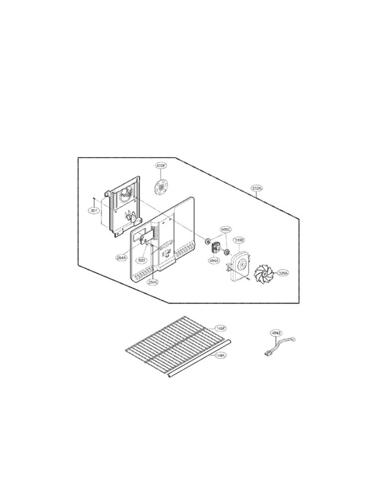 Freezer Parts Diagram and Parts List for LTC22350SS 00 LG Refrigerator