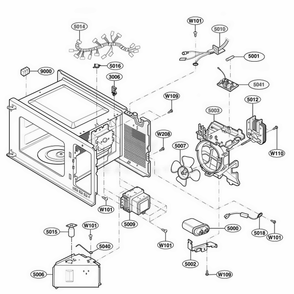 Interior Parts 2 Diagram and Parts List for 62229301 CB1ESEA LG Range