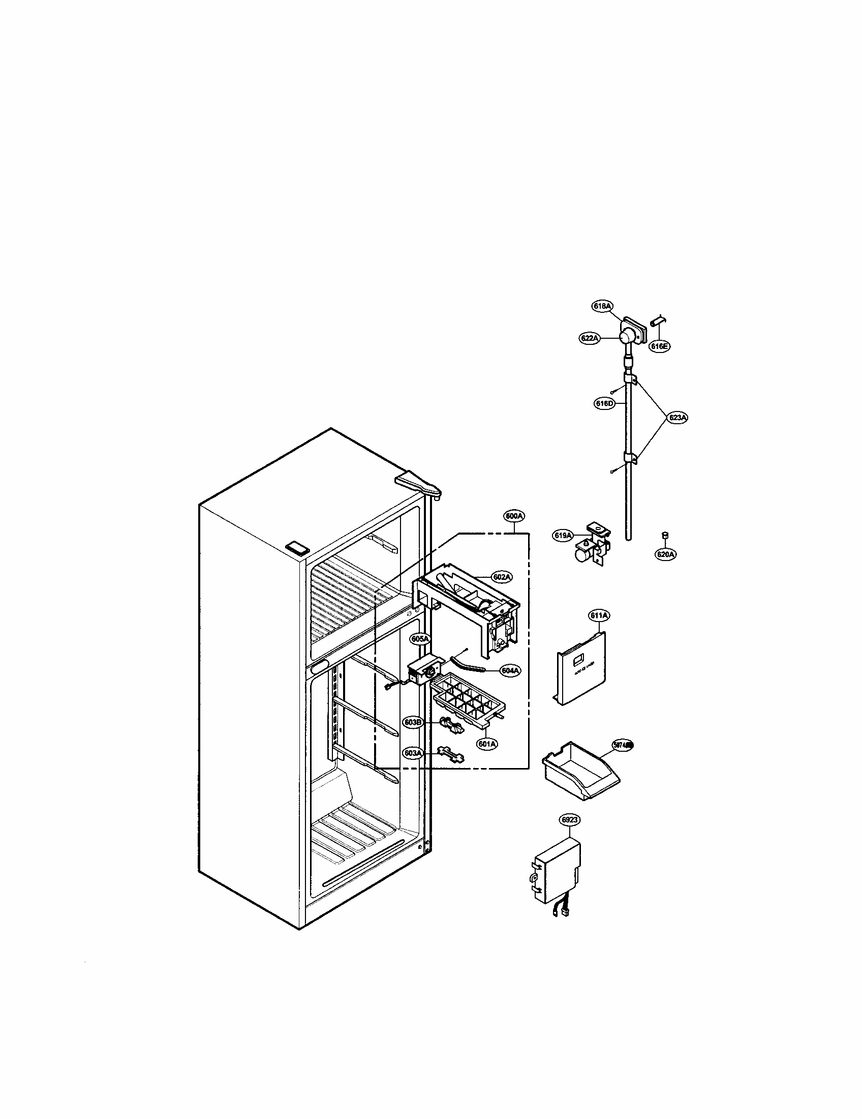 Icemaker Diagram and Parts List for LRTPC2031BK  LG Refrigerator