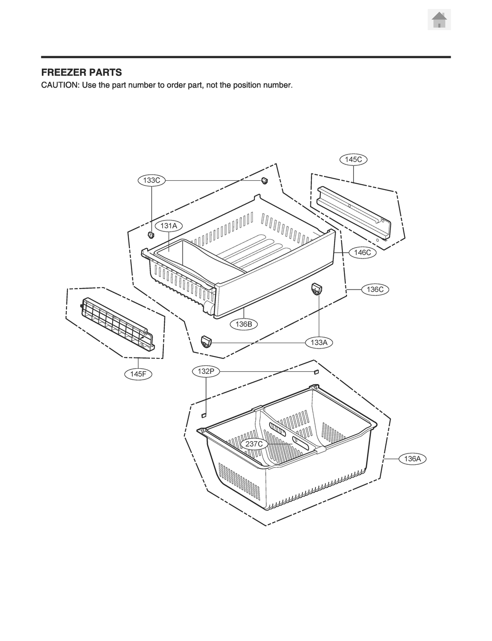 Freezer Parts Diagram and Parts List for GR-B238NSSH ASTCNA0 LG Refrigerator