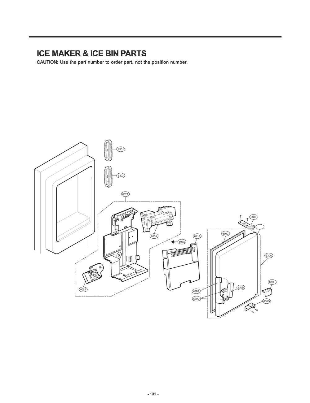 Ice Maker And Ice Bin Parts Diagram and Parts List for GR-J31GHSJM ASBCNA1 LG Refrigerator
