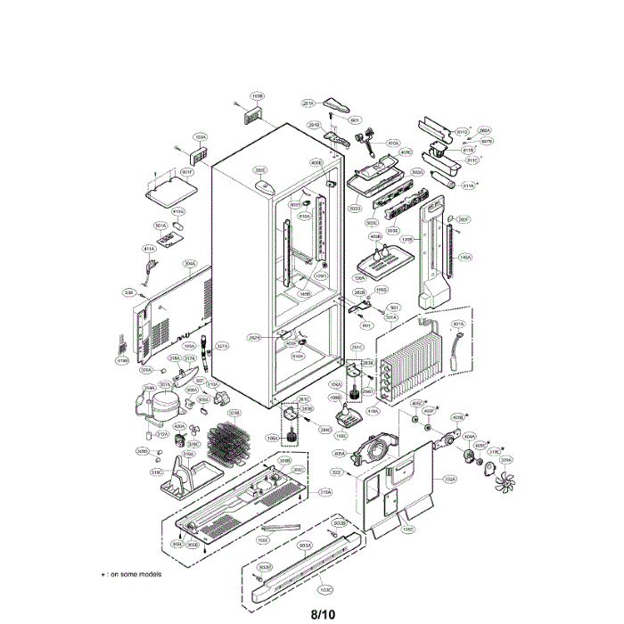 Case Diagram and Parts List for LRDC22744SW  LG Refrigerator