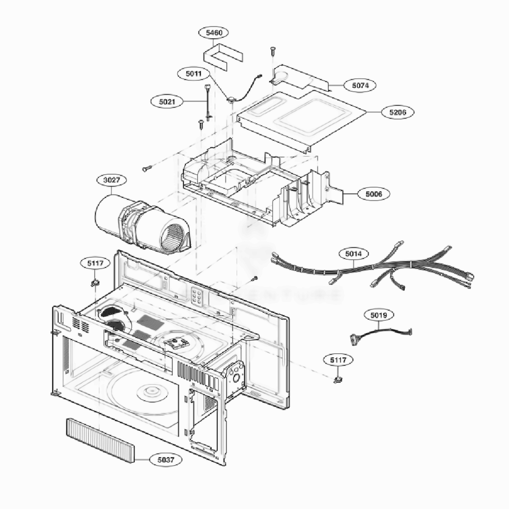 Interior Parts 2 Diagram and Parts List for LMHM2017SB CBKELGA LG Microwave