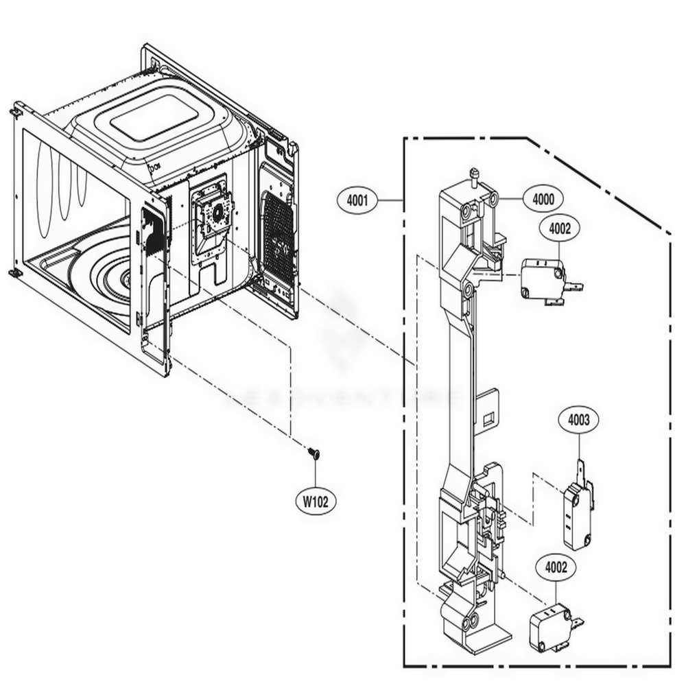 Latch Board Parts Diagram and Parts List for LSRM2085ST CSSESTD LG Range
