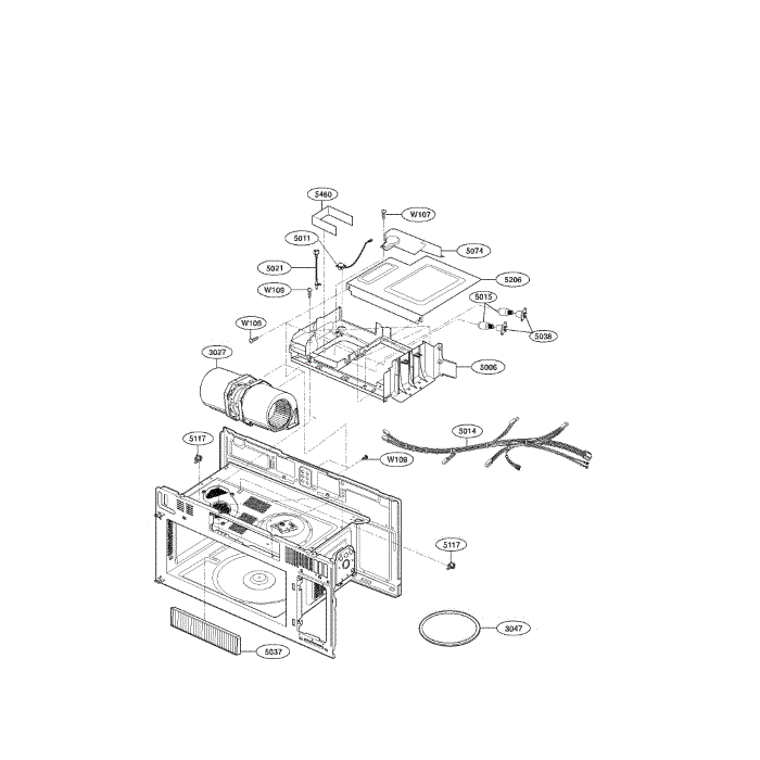 Interior 2 Diagram and Parts List for LMV2015SB 00 LG Microwave Oven Combo