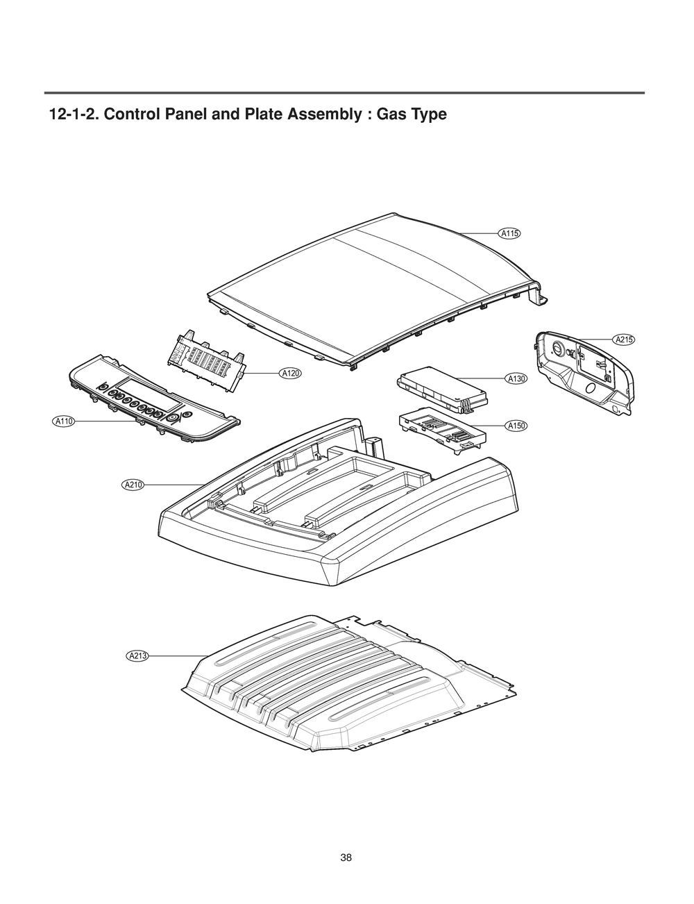 Control Panel And Plate Assembly Diagram and Parts List for RN1367ES ASSEEUS LG Dryer