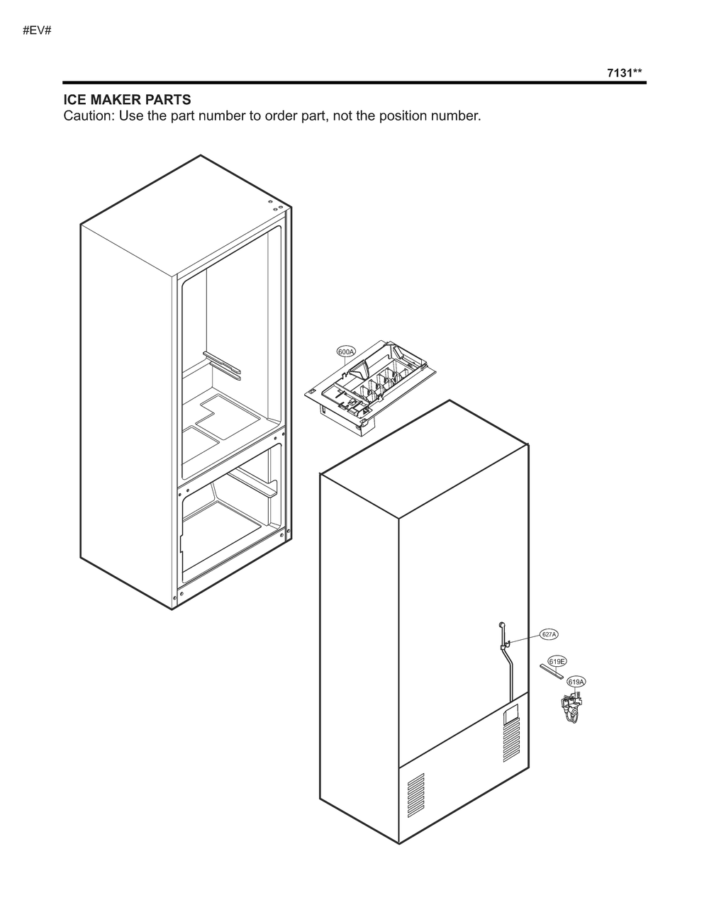 Ice Maker Parts Diagram and Parts List for GM-B243RQNM ABICSE3 LG Refrigerator