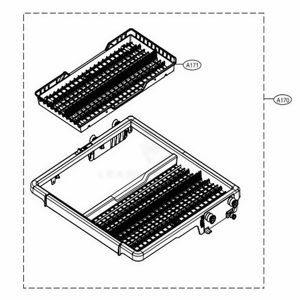 Third Rack Assembly Diagram and Parts List for LDT7808SS ASSESNA LG Dishwasher