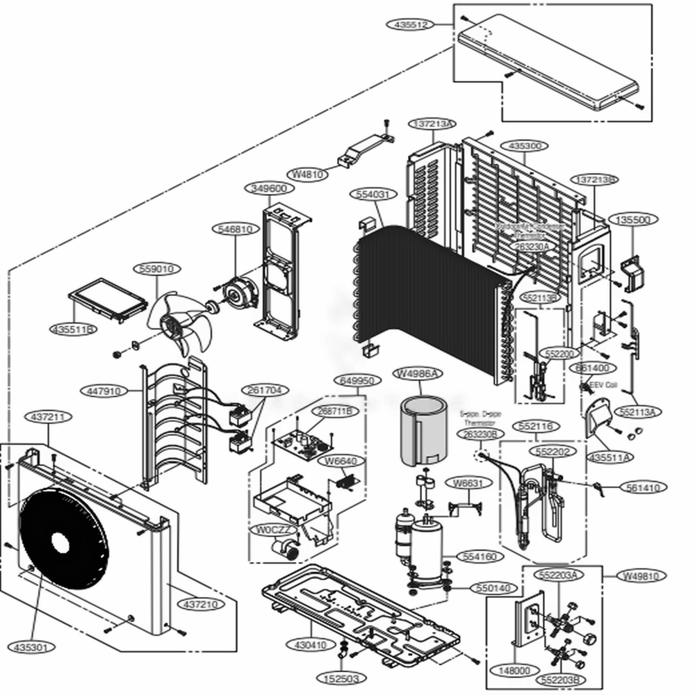 Outdoor Unit Diagram and Parts List for LSU246HV AMBBEUS LG Air Conditioner