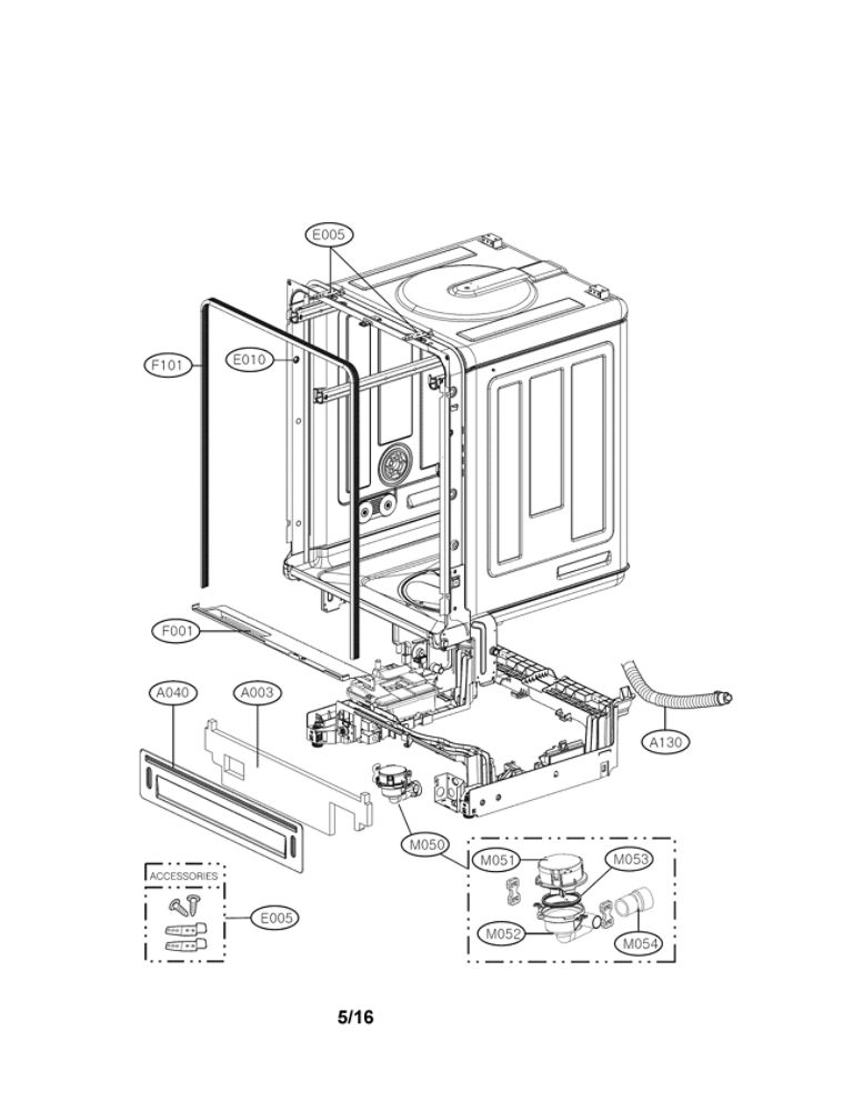 Diagram Diagram and Parts List for LDT9965BD 00 LG Dishwasher