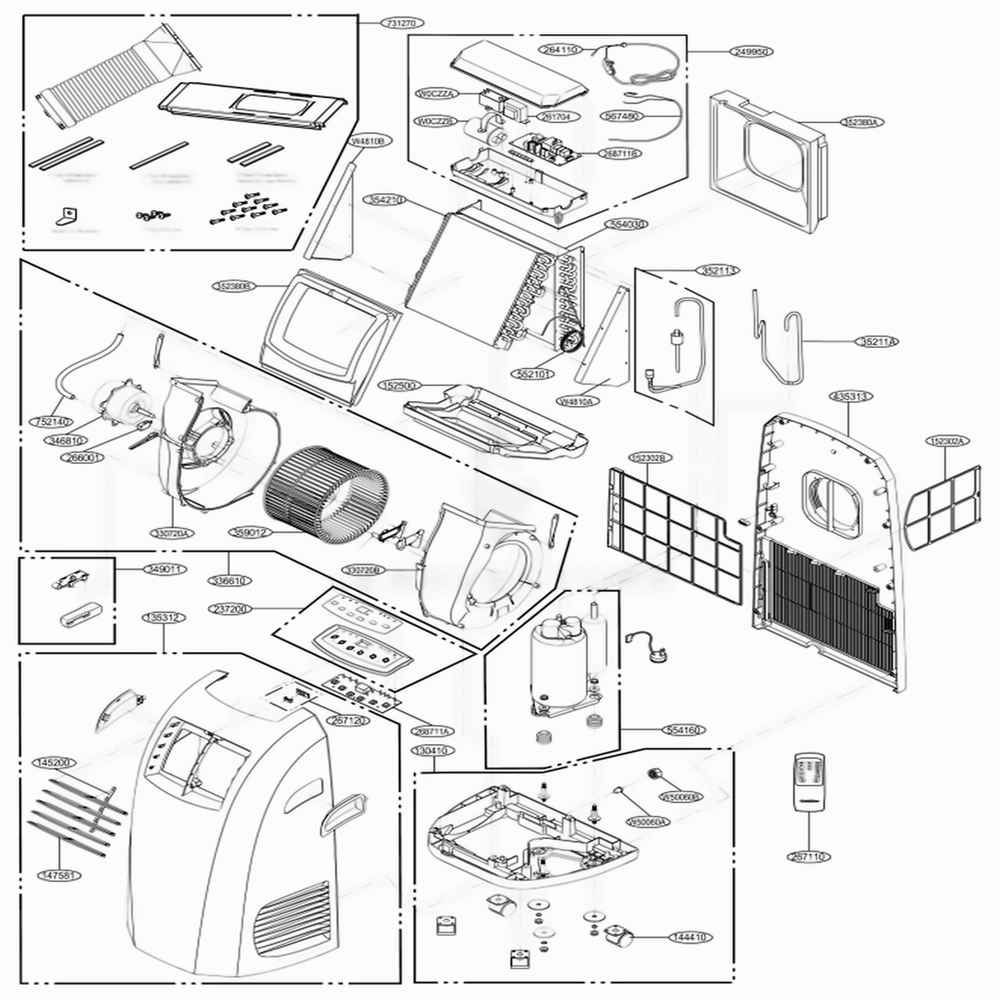 Main Diagram and Parts List for LP0910WNR AWYAOSH LG Air Conditioner