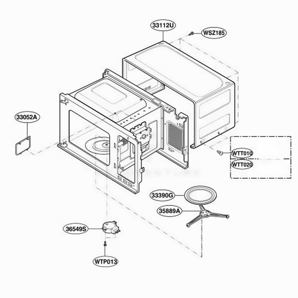 Oven Cavity Parts Diagram and Parts List for JES739WJ CW1EGEU LG Range