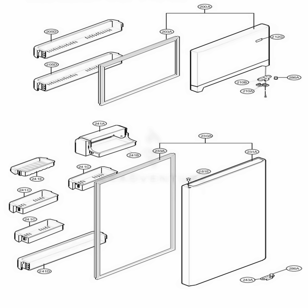 Door Parts Diagram and Parts List for 79376 ATICSER LG Refrigerator