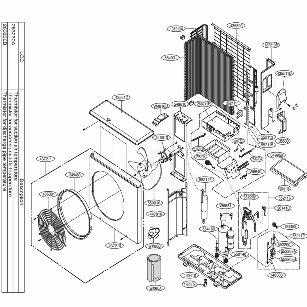 Outdoor Unit Diagram and Parts List for LSU307HV3 AWHBEUS LG Air Conditioner