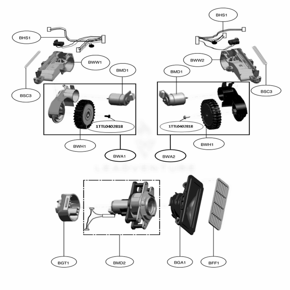 Base Assembly, Body 3 Diagram and Parts List for VR6270LVMB ARDQGPA LG Canister Vacuum