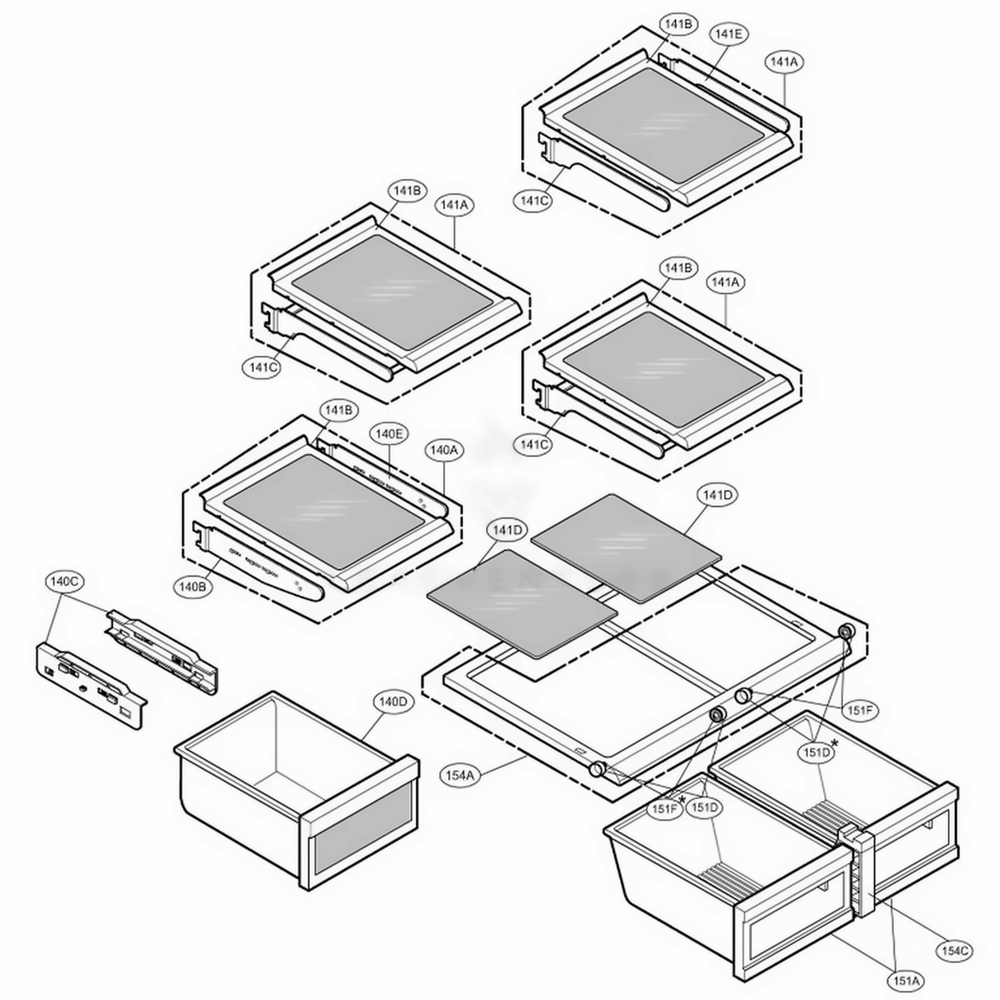 Refrigerator Parts Diagram and Parts List for 78503 AST1SER LG Refrigerator