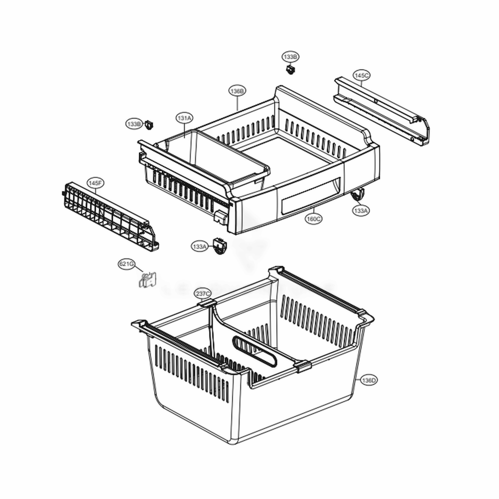 Freezer Parts Diagram and Parts List for LFCS22520S ASTCNA5 LG Refrigerator