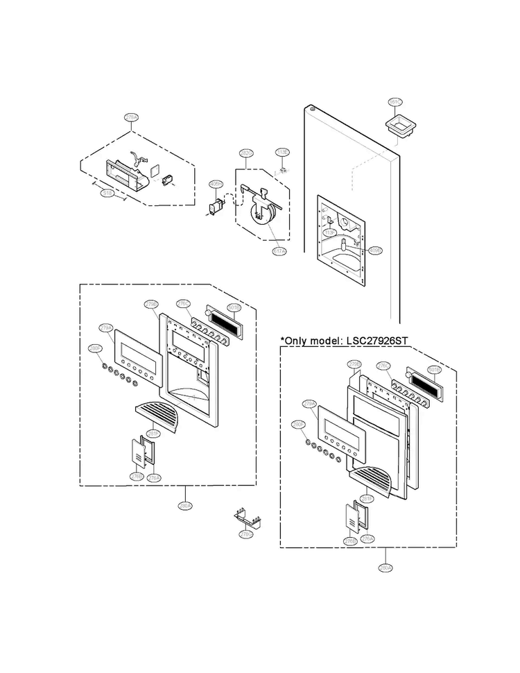 Dispenser Parts Diagram and Parts List for LSC27926ST00  LG Refrigerator