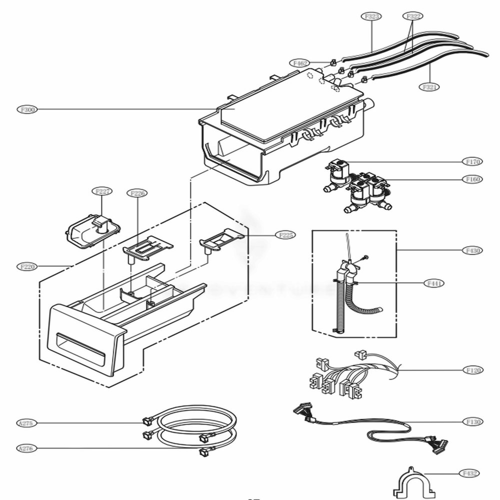 Dispenser Assembly Diagram and Parts List for WM3250HWA ABWEPUS LG Washer
