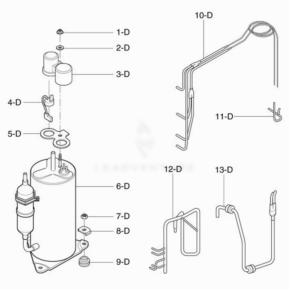 Compressor Parts Diagram and Parts List for CHECK AWYBSRU LG Air Conditioner