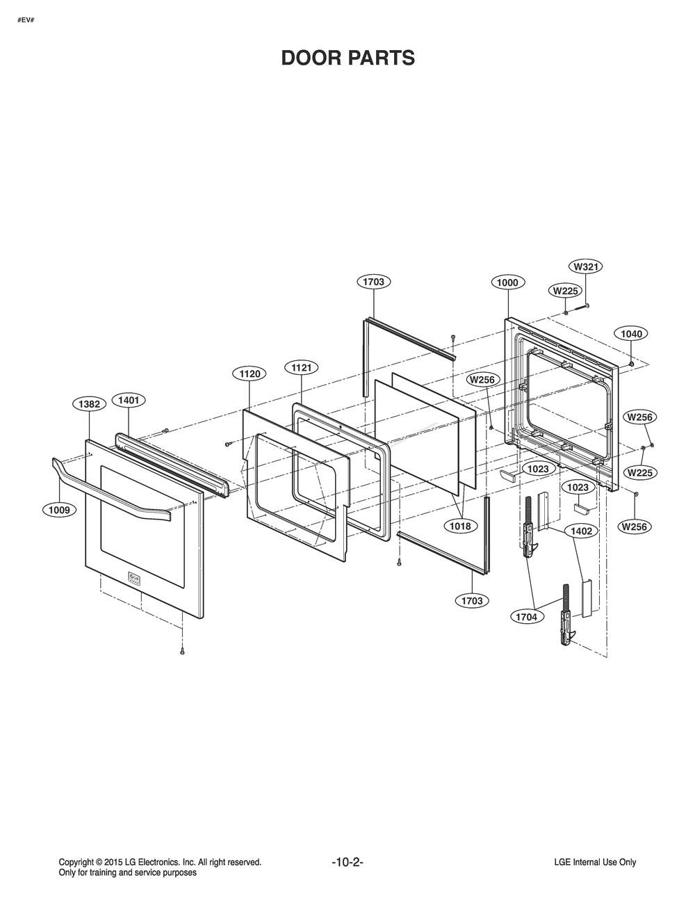 Door Parts Diagram and Parts List for LB3642SP AB6LSTD LG Range