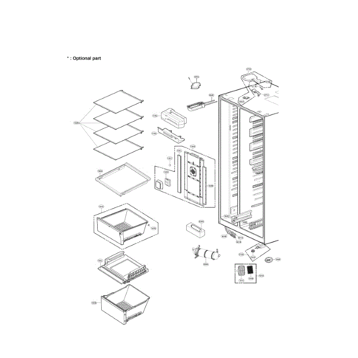 Refrigerator Compartment Diagram and Parts List for LSC22991ST 00 LG Refrigerator