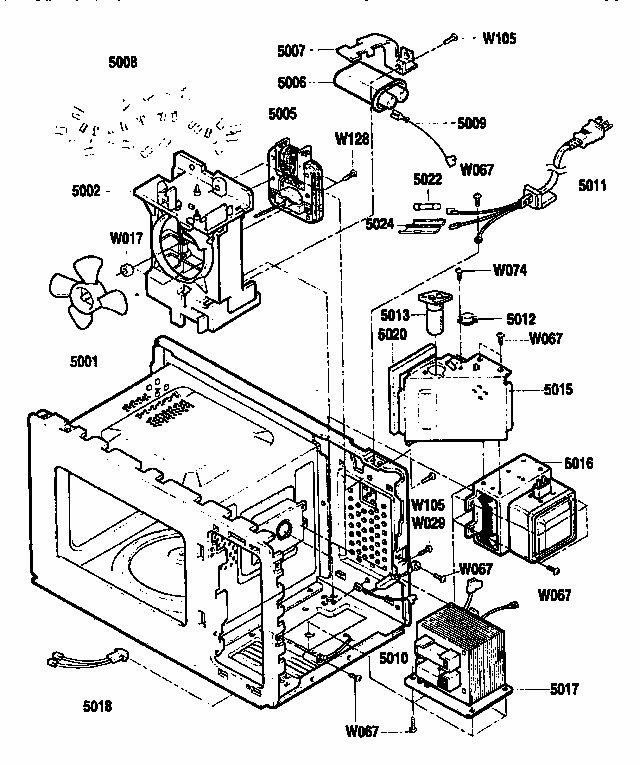 Oven Interior Diagram and Parts List for 7218912091  Kenmore Microwave