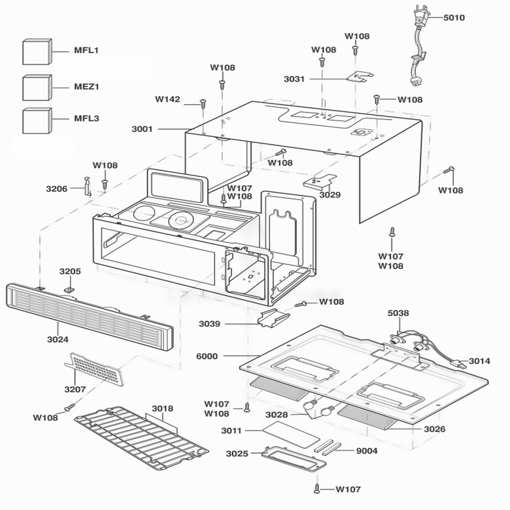 Oven Cavity Parts Diagram and Parts List for DOTRC11B ABKEDOM LG Wall Oven