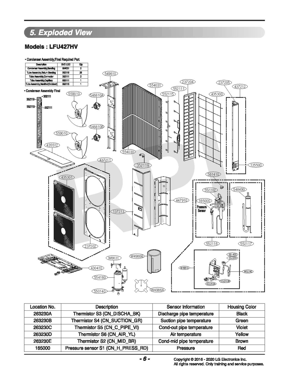Diagram 1 Diagram and Parts List for LFU427HV BWHBEUS LG Air Conditioner