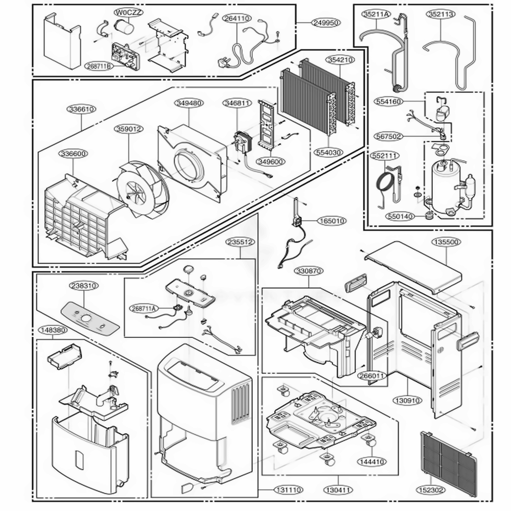 Main Diagram and Parts List for D40A AWYAFRD LG Air Conditioner