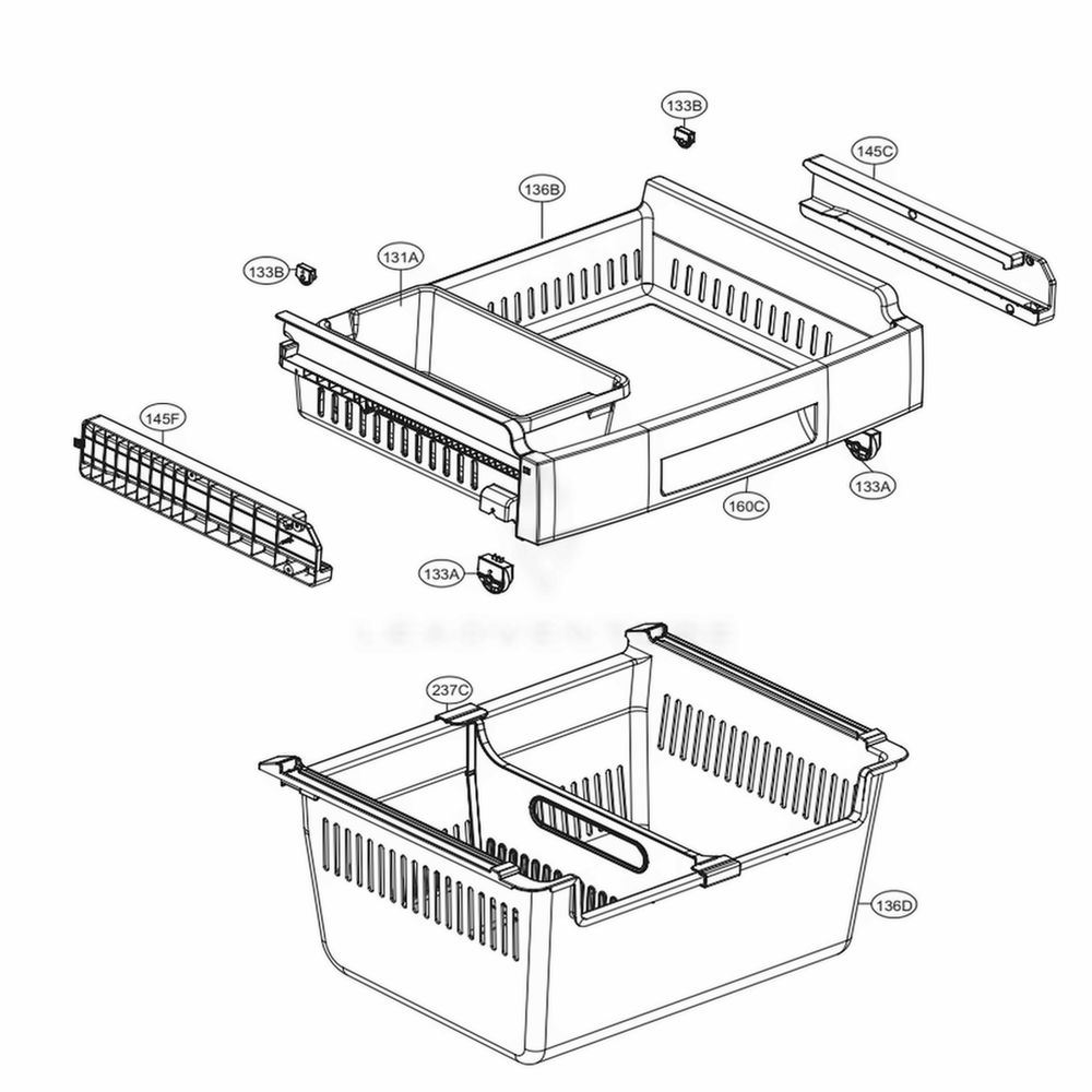 Freezer Parts Diagram and Parts List for 71314 ABICSE4 LG Refrigerator