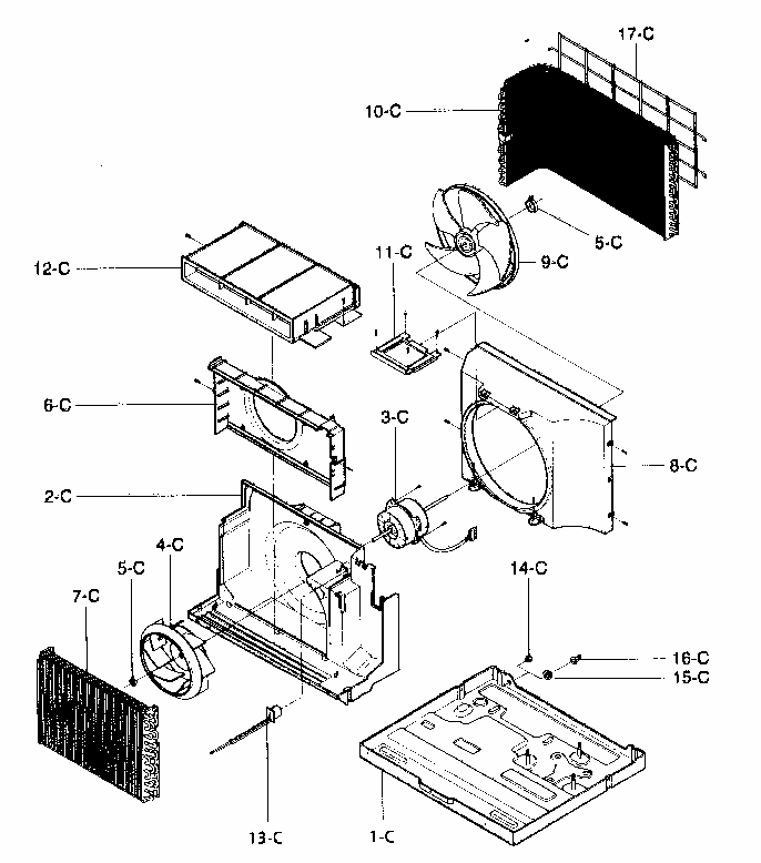 Air Handling/cycle Parts Diagram and Parts List for 58076081500  Kenmore Air Conditioner