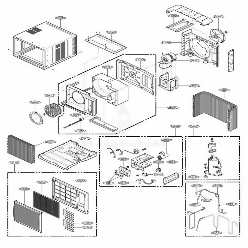 Main Diagram and Parts List for LWC243NGAB1 AWYAUSG LG Air Conditioner