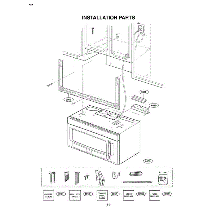 Section 6 Diagram and Parts List for LMV2061SB ABKELCA LG Microwave Oven Combo