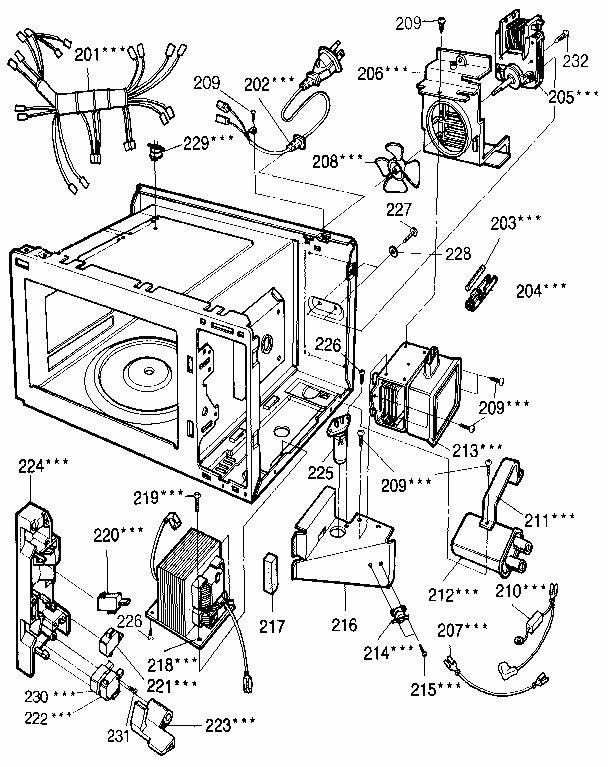 Switches And Microwave Diagram and Parts List for 7218902190  Kenmore Microwave