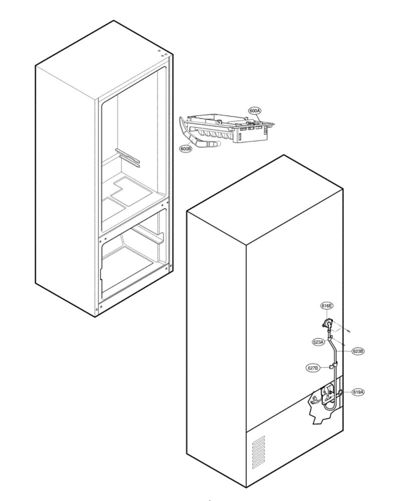 Water And Icemaker Parts Diagram and Parts List for LFC25776SW 03 LG Refrigerator