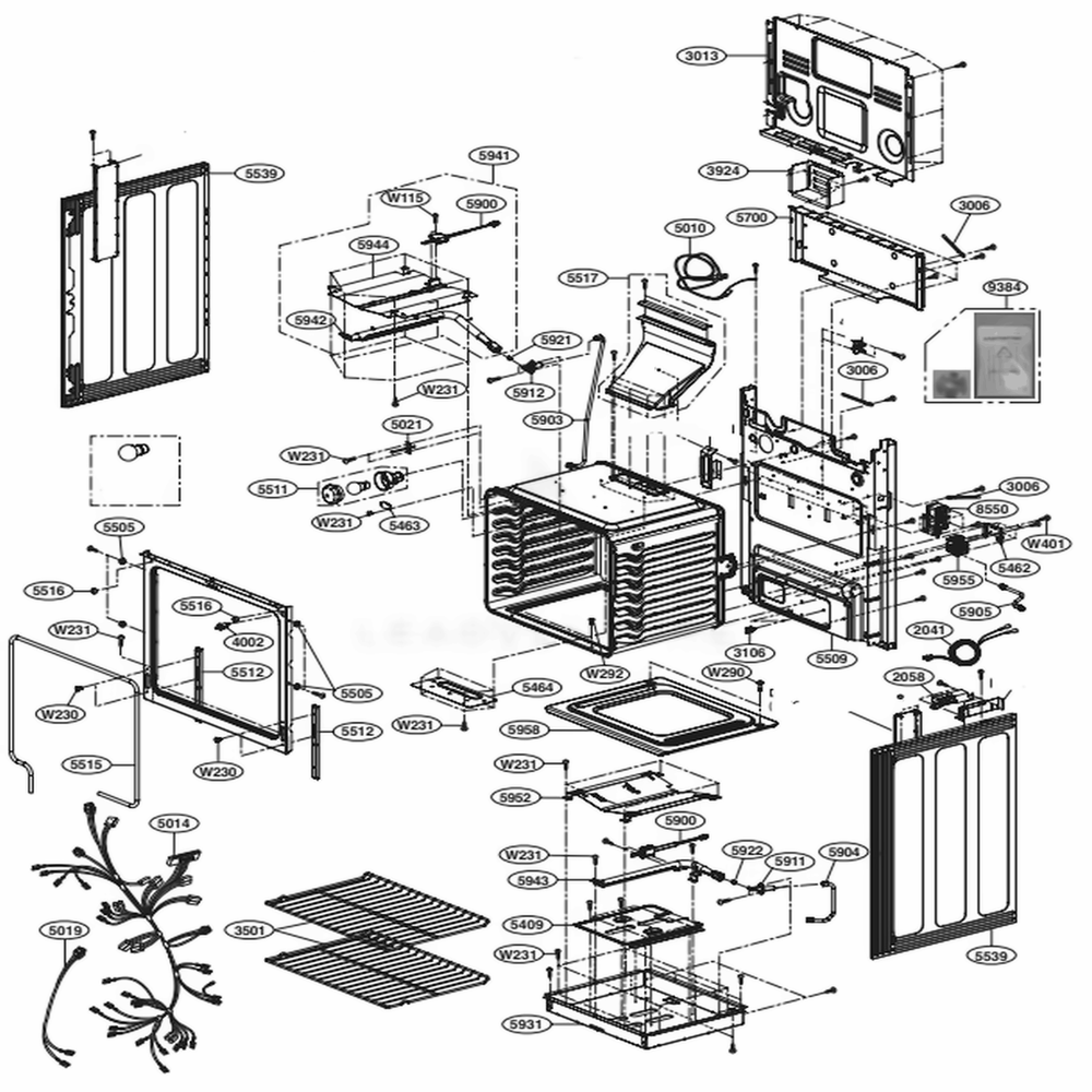 Cavity Parts Diagram and Parts List for LRG3061BD FB1ELGA LG Wall Oven