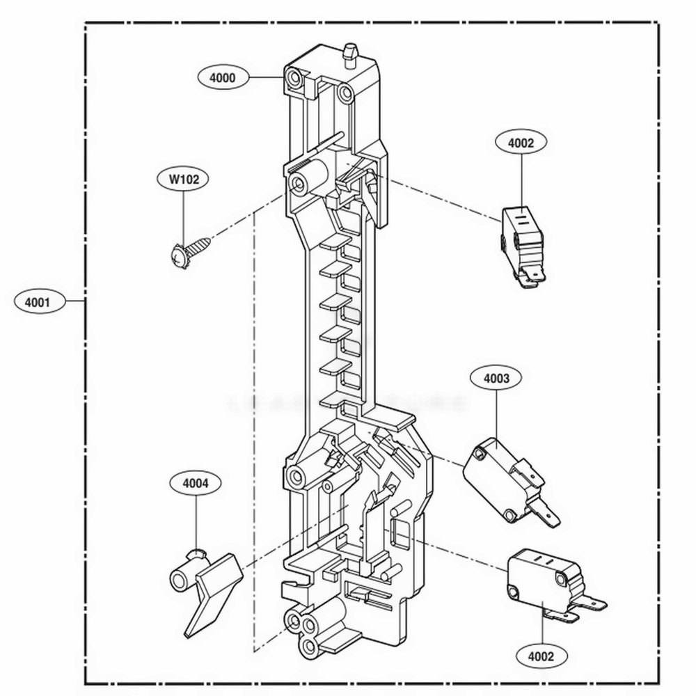 Latch Board Parts Diagram and Parts List for LMV1831ST CSBELGA LG Microwave Oven Combo