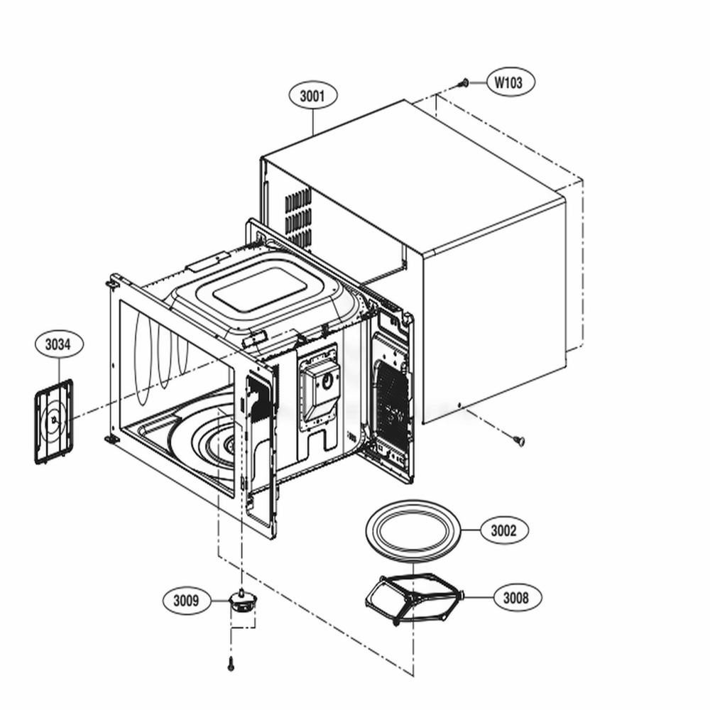 Oven Cavity Parts Diagram and Parts List for LMC2075BD CBDEBBY LG Microwave