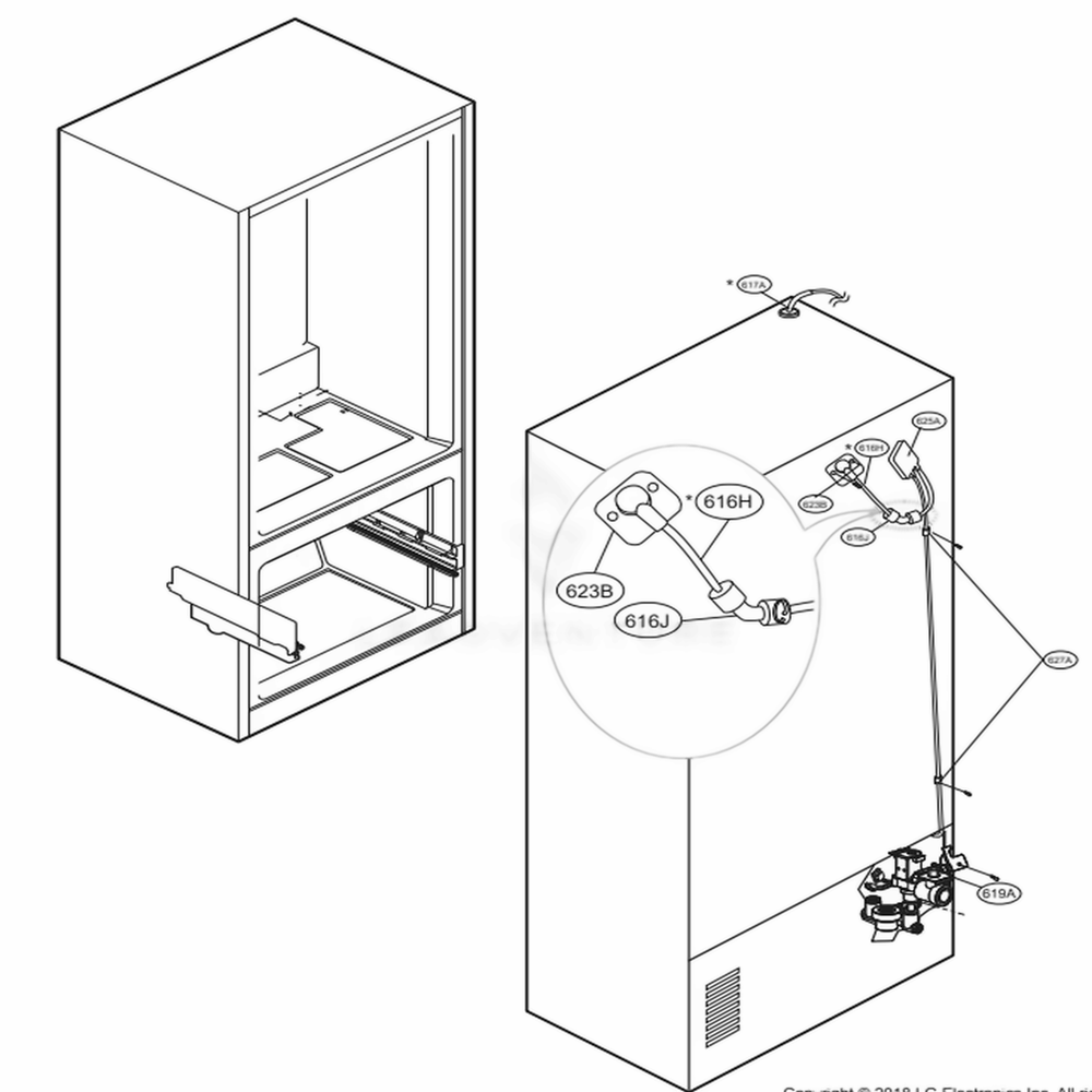 Valve And Water Tube Parts Diagram and Parts List for LFXS28968S ASTCNA2 LG Refrigerator