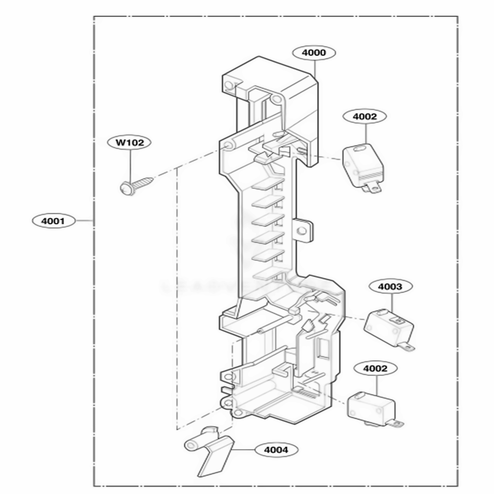 Latch Board Parts Diagram and Parts List for 63763 ASBESEA LG Range