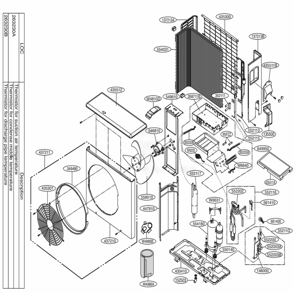 Outdoor Unit Diagram and Parts List for LSU360HV3 AWHBEUS LG Air Conditioner