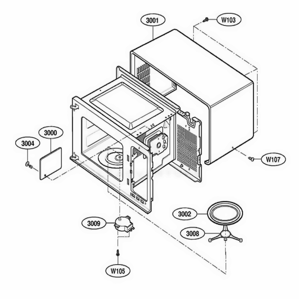Oven Cavity Parts Diagram and Parts List for MBBS CSBEBSH LG Wall Oven