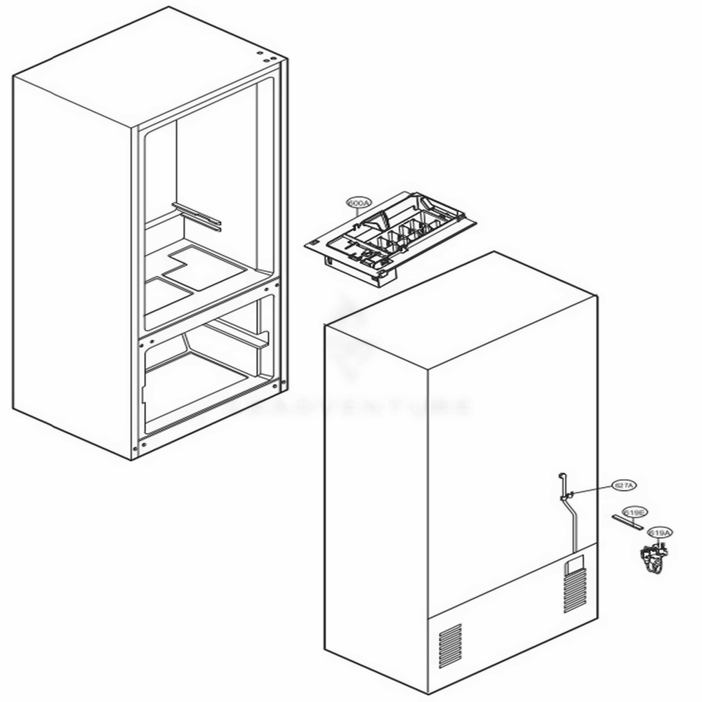 Ice Maker Parts Diagram and Parts List for LFC22770SW ASWCNA2 LG Refrigerator