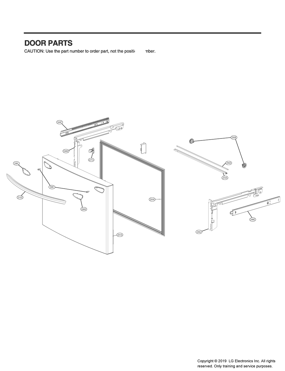 Door Parts 3 Diagram and Parts List for GR-X308MKYM ASBCNA2 LG Refrigerator