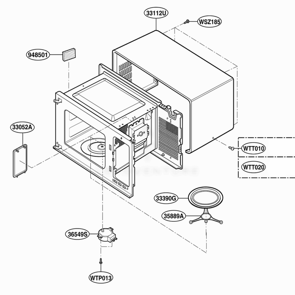 Oven Cavity Parts Diagram and Parts List for MT4110SKQ CMWEWRP LG Wall Oven