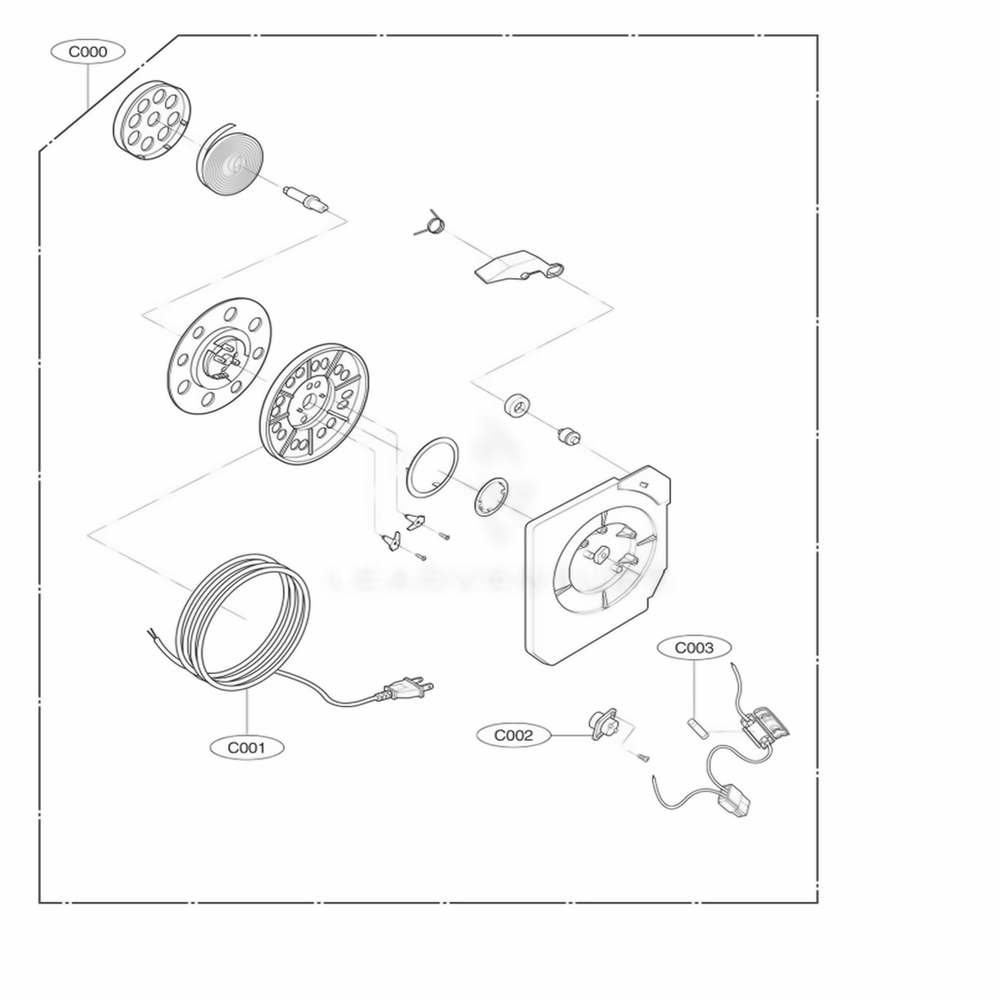 Reel Assembly Diagram and Parts List for 21325 ANBESRC LG Canister Vacuum