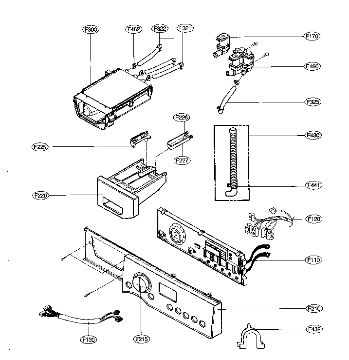 Control Panel Diagram and Parts List for WM3431H  LG Washer