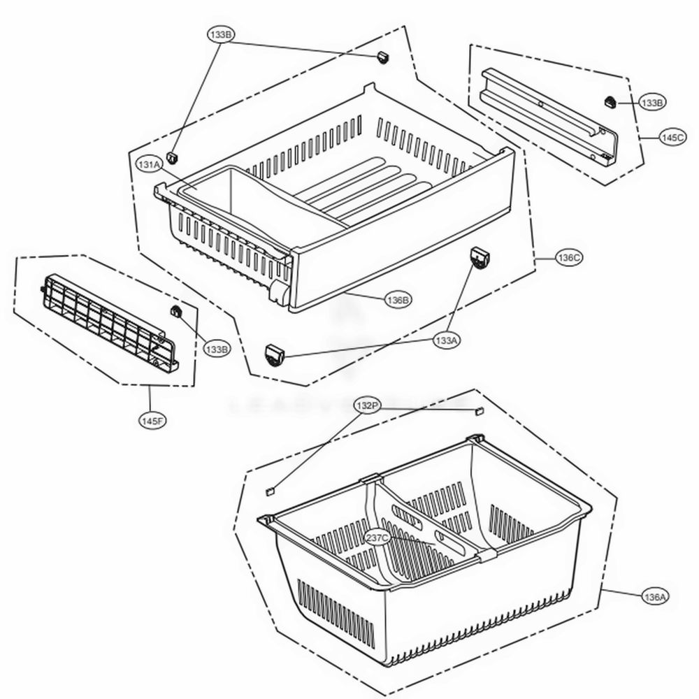Freezer Parts Diagram and Parts List for LFXS27566S ASTCNA1 LG Refrigerator